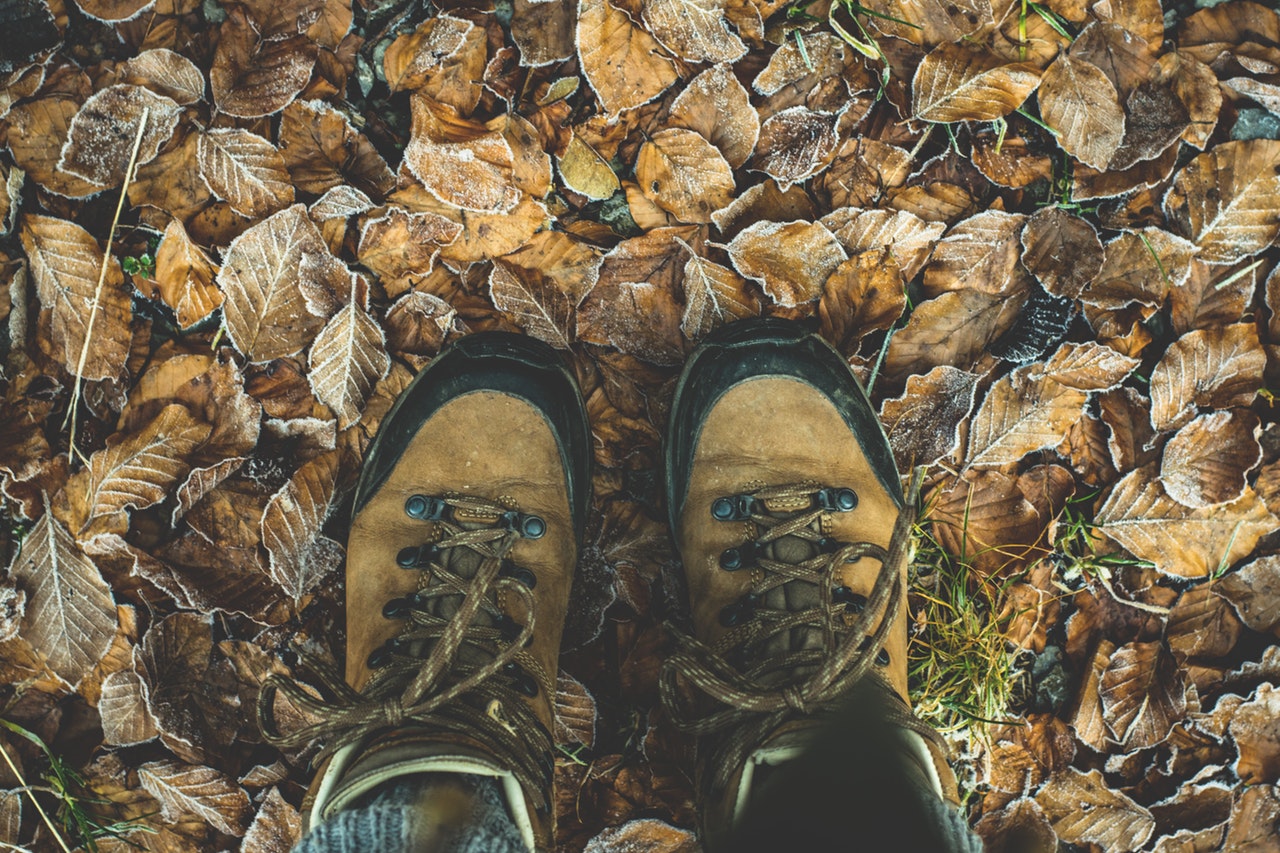 brown hiking shoes