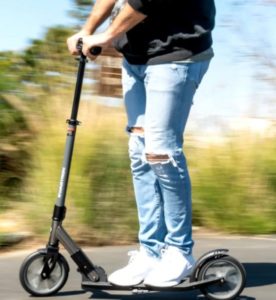 riding a scooter
